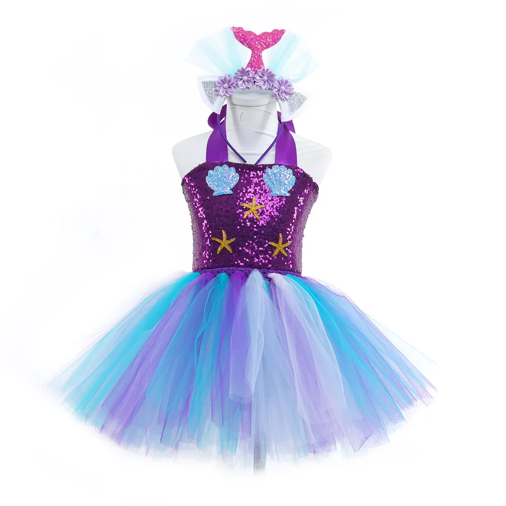 

Mermaid Cosplay Tutu Dresses for Children Halloween Party Luxury Kids Dresses for Girls Mermaid Costumes for Teenage Girls