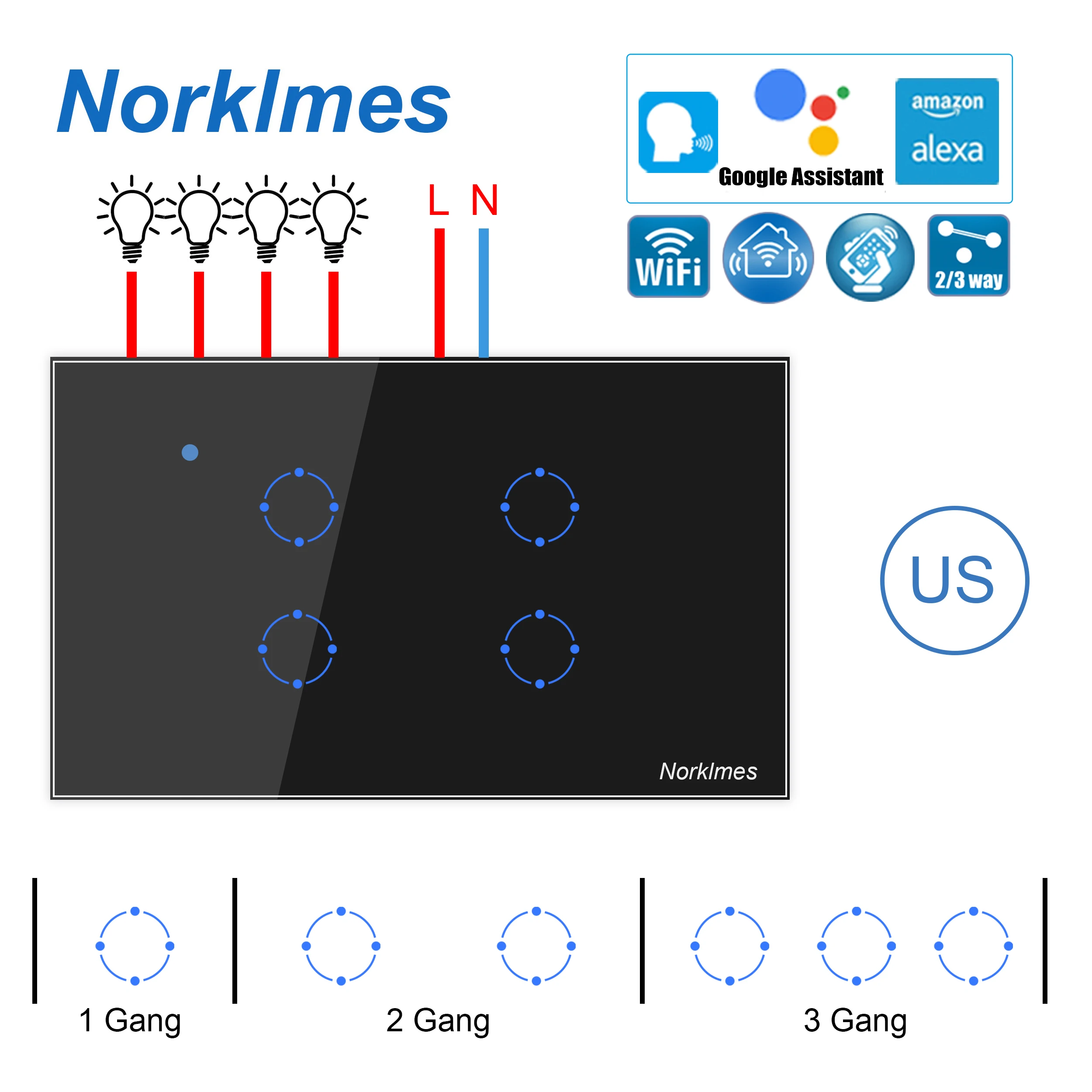 Умный настенный светильник Wi Fi панель из стекла Smart Life Tuya APP дистанционное