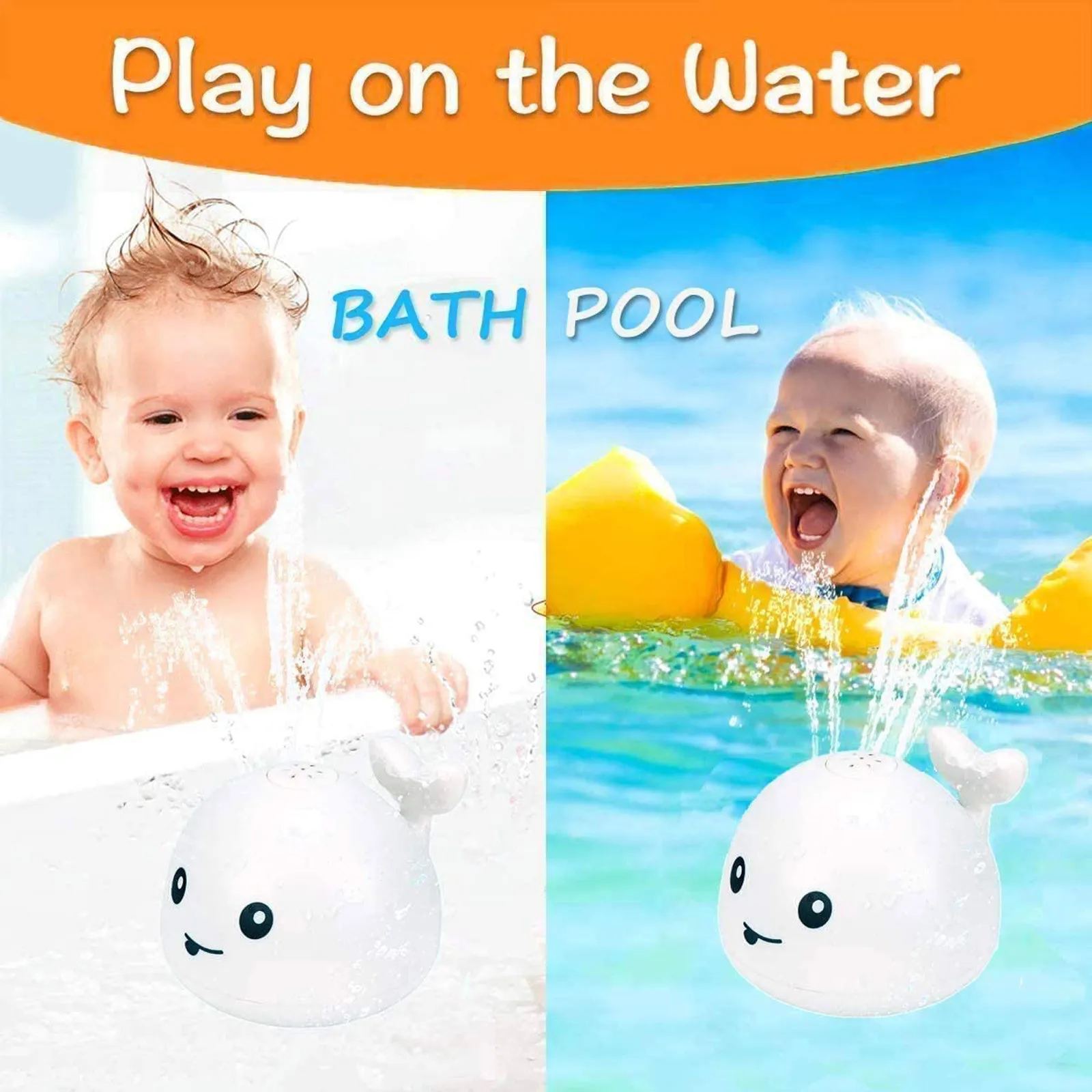 

2PC Bath Toys Electric Induction Water Jet Ball Children's Baby Bath Toy Can Drift Amphibious Cute Animal Whale Ball Mixed Color