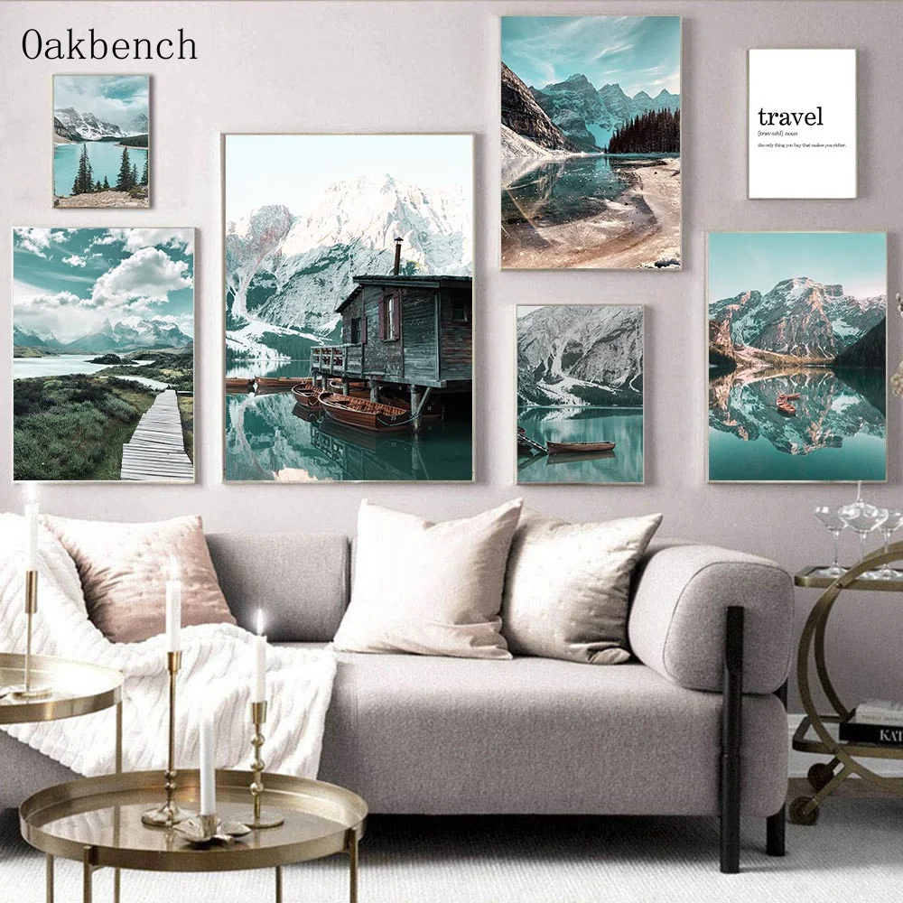 

Natural Landscape Wall Art Painting Boat Posters And Prints Road Painting Nordic Canvas Pictures For Living Room Decoration