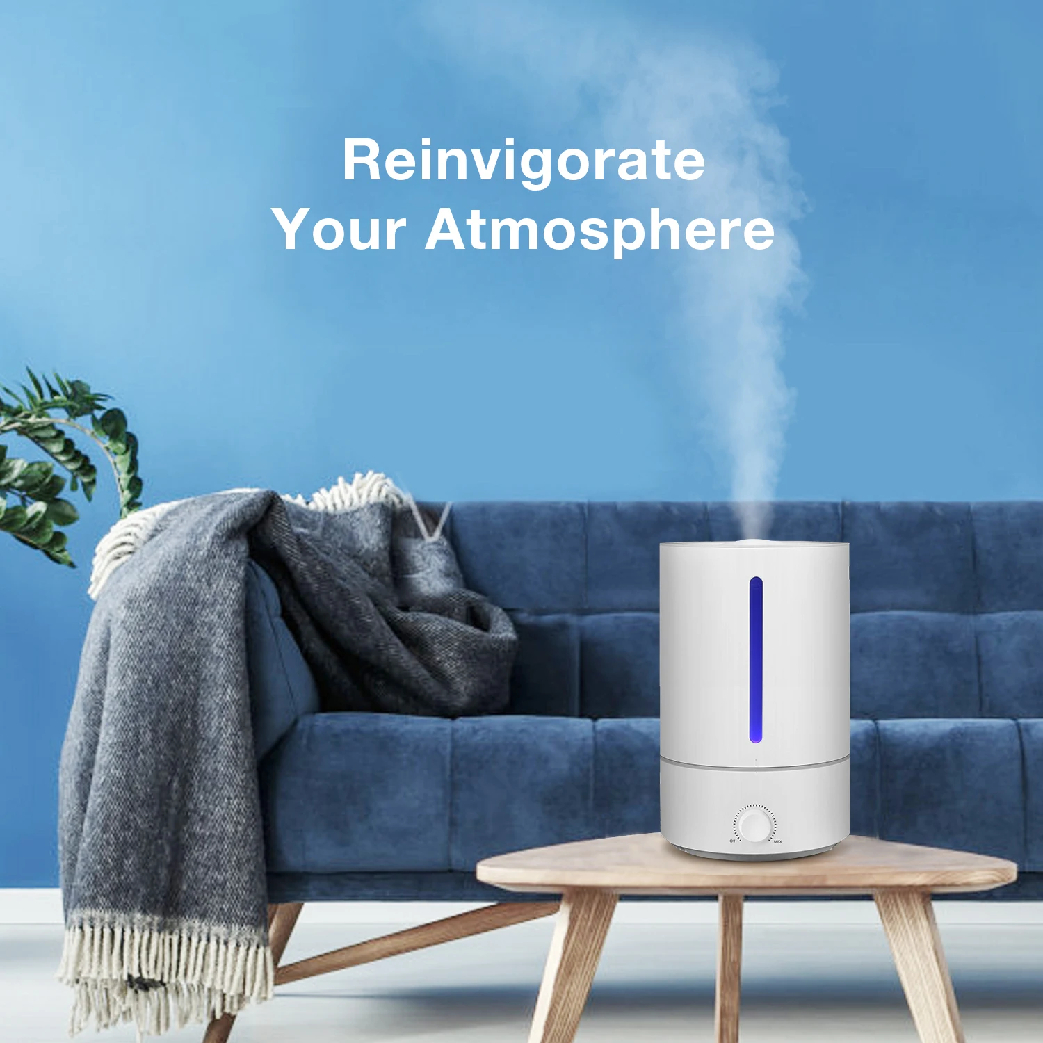 

Top Fill Air Humidifiers for Bedroom 5L Whisper Quiet Diffuser Essential Oils Humidifier for House with 360 Rotary Nozzle