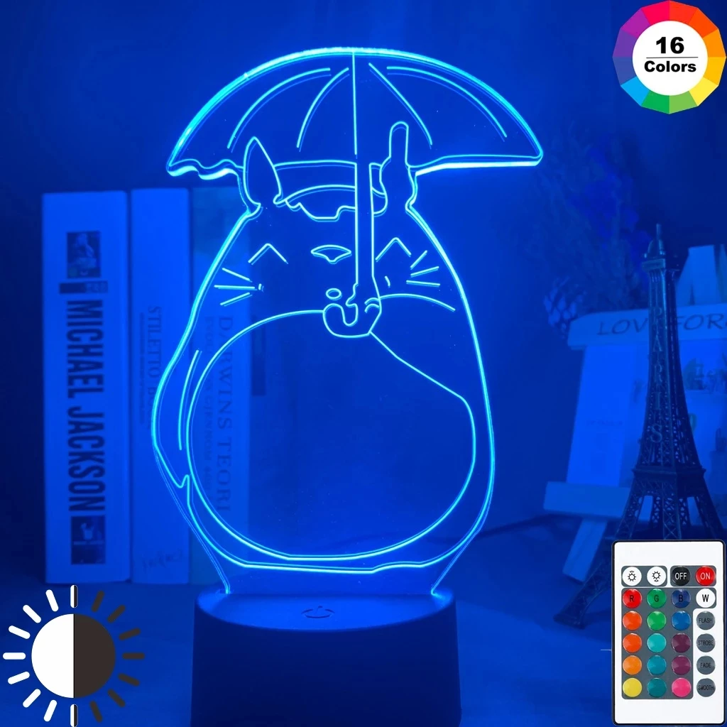 

Anime 3d Lamp Japanese Anime My Neighbor Totoro Open An Umbrella Bedroom Led Night Light Lamp 3d Illusion Light for Kids Girls