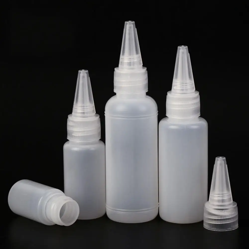 

10Pcs/lot 10ML/20ML30ML/50ML Empty PE Plastic Glue Bottles With Screw-On Lids Squeeze Liquid Ink Oil Refillable Dropper Bottles