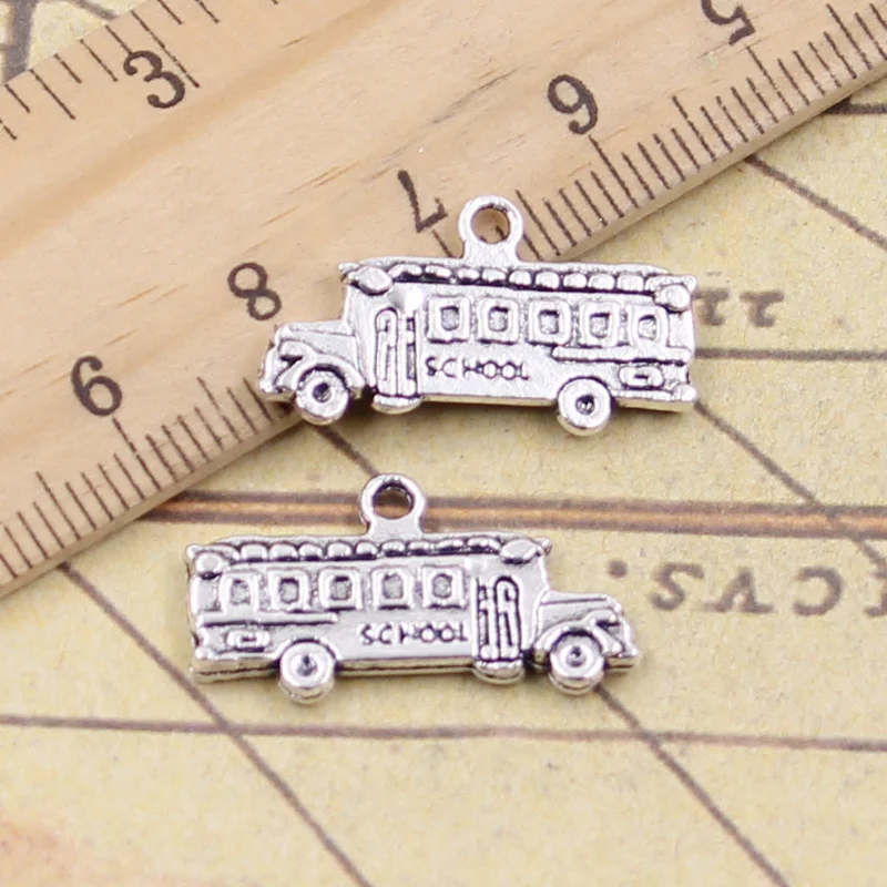 

20pcs Charms School Bus 13x23mm Antique Silver Pendants Making DIY Handmade Tibetan Silver Finding Jewelry For Bracelet