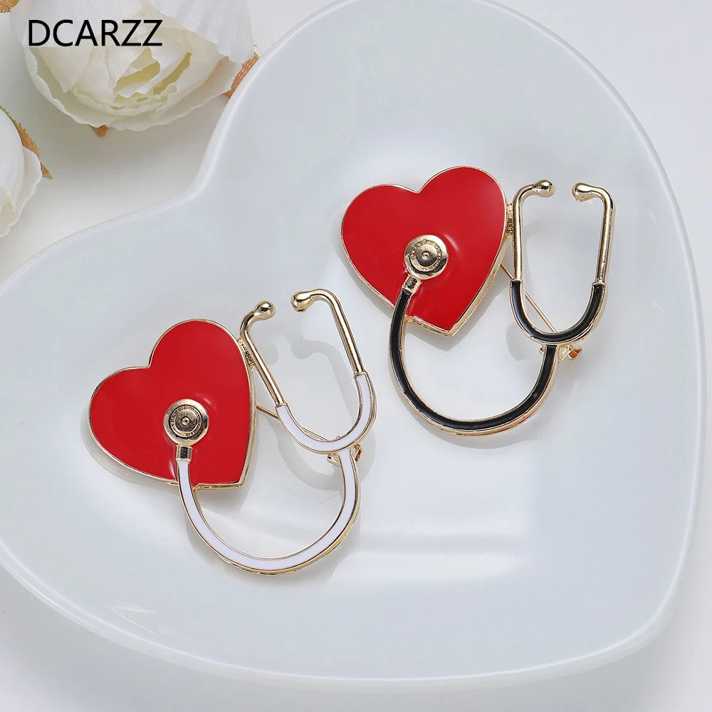 DCARZZ Stethoscope Brooches Gold Gift Doctor Nurse Medical Pin Romantic Jewelry Party Black Enamel Lapel Pins Metal Women | Украшения и