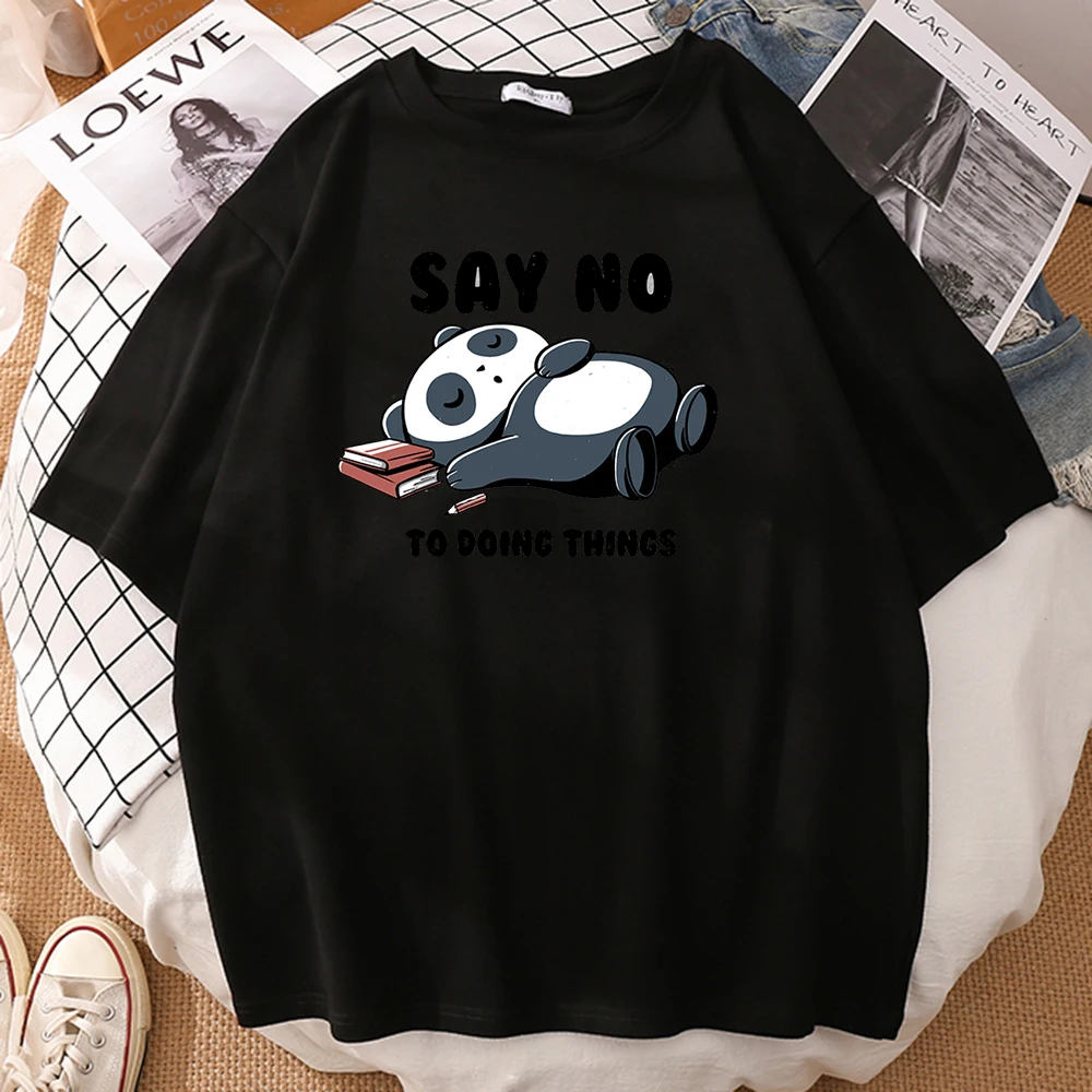 

Say No To Doing Things Lazy Panda Printed Mens Tshirt Street Soft T Shirts Sport Slim T Shirt Style High Quality Male Clothing