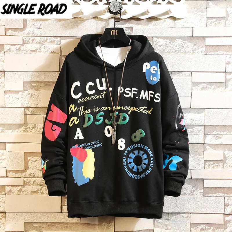 SingleRoad мужские толстовки для мужчин 2020 осень печатных негабаритных Harajuku в стиле