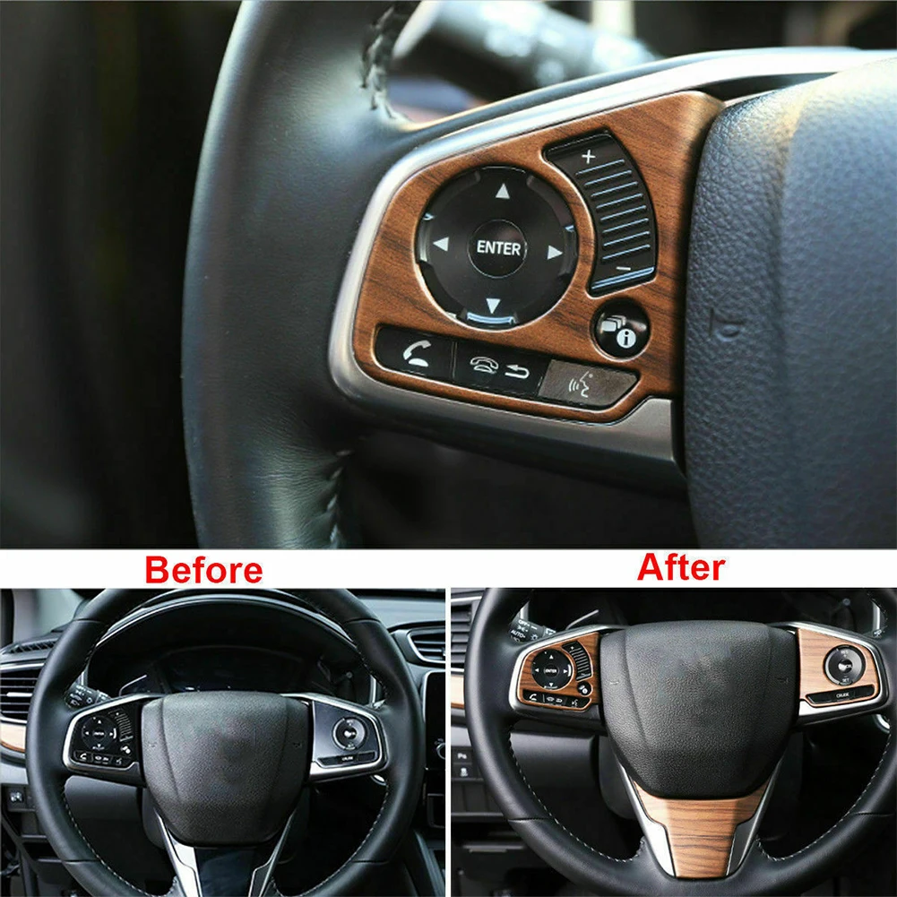 

Set Of 3 Pieces Suitable For Honda CR-V CRV 2017-2020 Peach Wood Texture Sticker Steering Wheel Cool Modified Decorative Cover