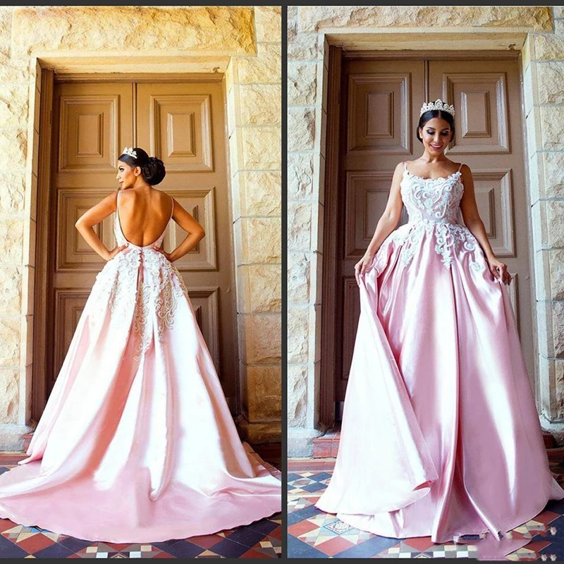 Розовые вечерние платья 2020 Кружевная аппликация без рукавов ТРАПЕЦИЕВИДНОЕ