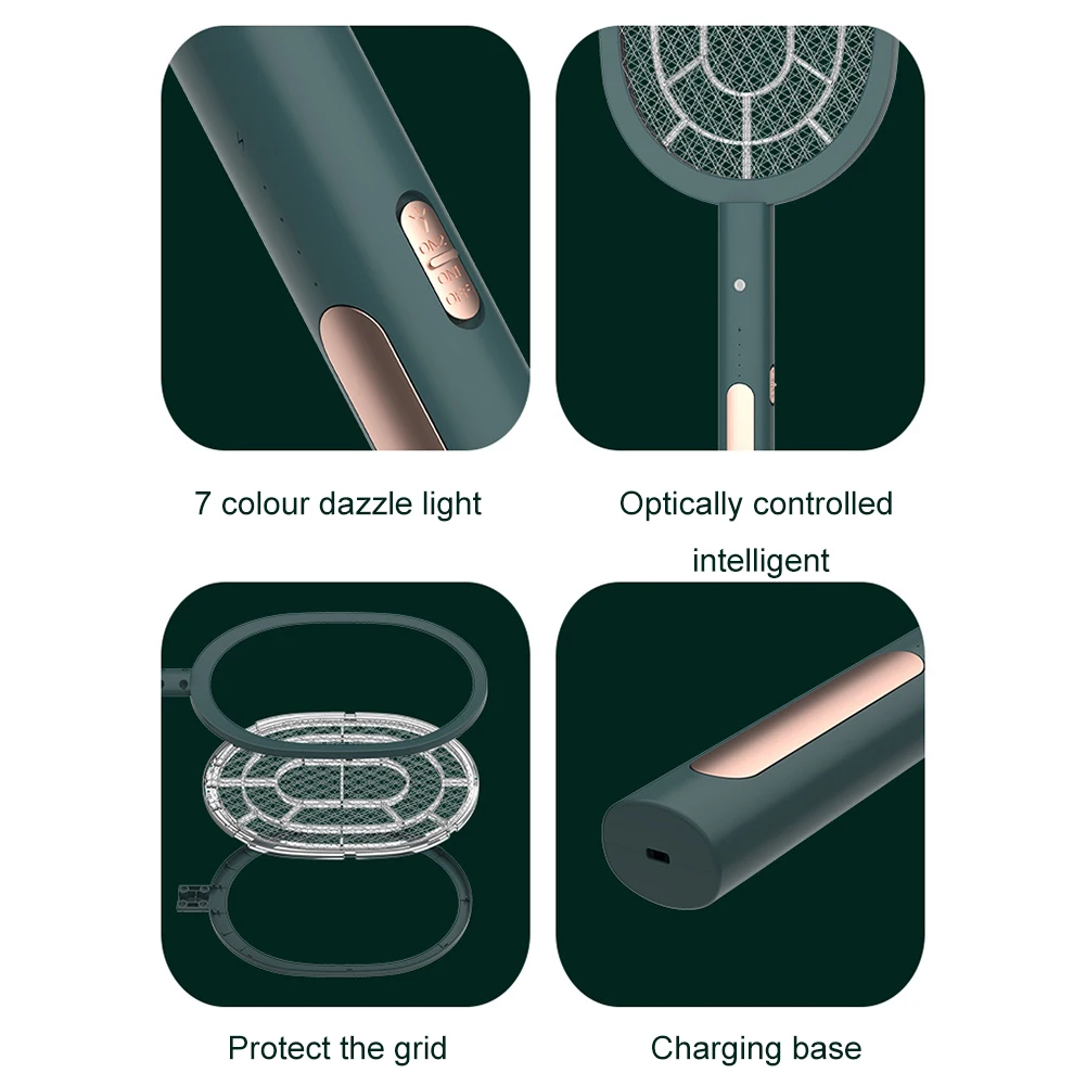 

2 in 1 Electric Insect Racket Swatter 3000V Electric Bug Zapper USB 1200mAh Rechargeable Mosquito Swatter Fly Bug Killer Trap