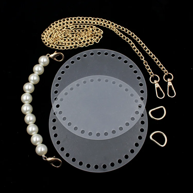 1 Set DIY Woven Cloth Braided Bag Transparent Diagonal Manual DIY Bag Accessories Chain Acrylic Material Bag Crochet Parts