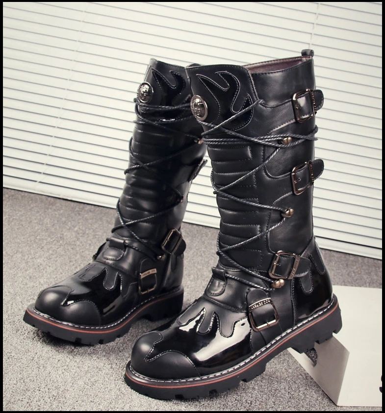 

High Boots Men's Boots Winter Boots Zapatos De Hombre Men Shoes Military Tactical Boots Black Punk Boots Motorcycle boots