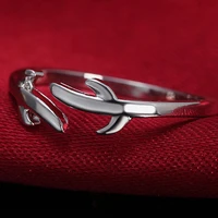 925 sterling silver simple antlers opening ring for woman fashion wedding engagement party jewelry gift