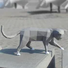 Прогулочная кошка 3D бумажная модель животных бумажная скульптура кошка Ppercraft DIY Набор миниатюрные настольные украшения для гостиной домашний декор