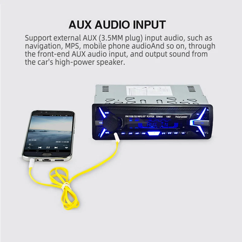 AUX/TF/USB автомобильный радиоприемник FM MP3-плеер 1 Din аудио Bluetooth дистанционное