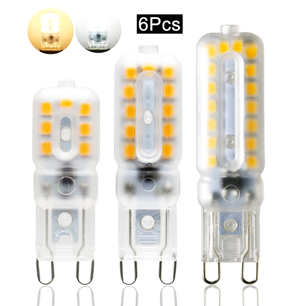

6 шт., светодиодные лампы G9 SMD2835, 2 Вт, 3 Вт, 5 Вт, 220 В переменного тока