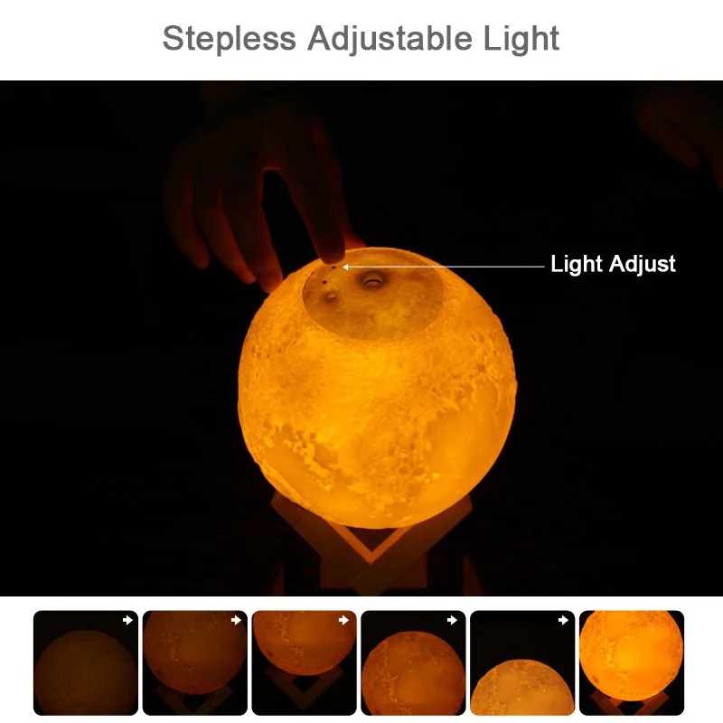 3D Moon Air Humidifier 880ML LED Night Light USB Rechargeable Home Essential Oil Aroma Diffuser Cool Mist Maker Purifier | Бытовая