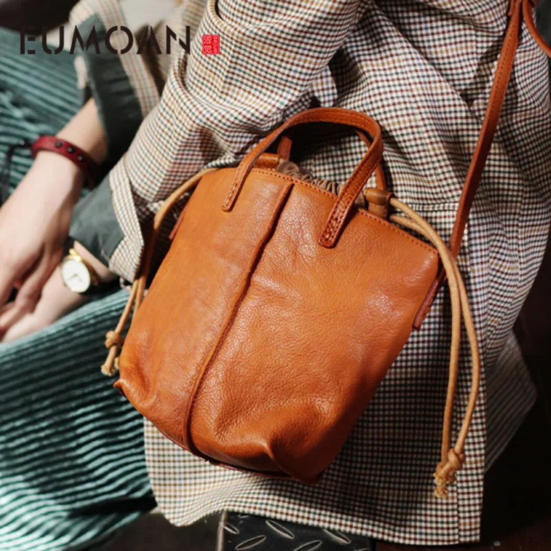 

Кожаная сумка-мешок EUMOAN, повседневная косая сумочка из мягкой кожи в стиле ретро, Осень-зима