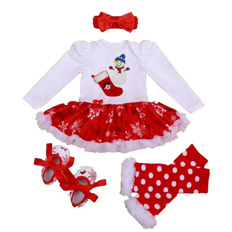 

My First Christmas Baby Girl Clothes Infant Romper Dress Headband Shoes Leg Warmers Newborn Tutu Sets Toddler Christmas Outfits