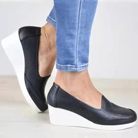 womens wedge shoes 2022 autumn new hollow out ladies slip on casual platform shoes 35 43 large sized female dress loafers