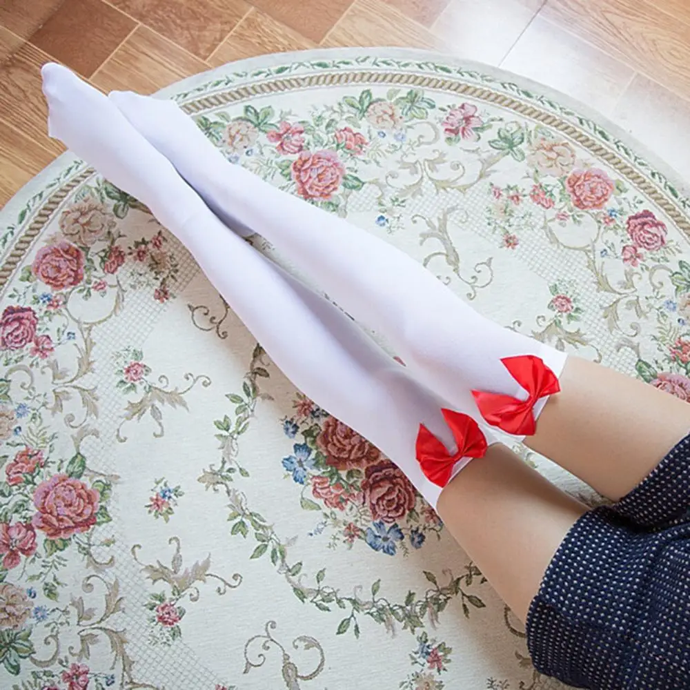 1 пара эластичные гольфы для девочек Чулки с бантом чулки косплея женщин