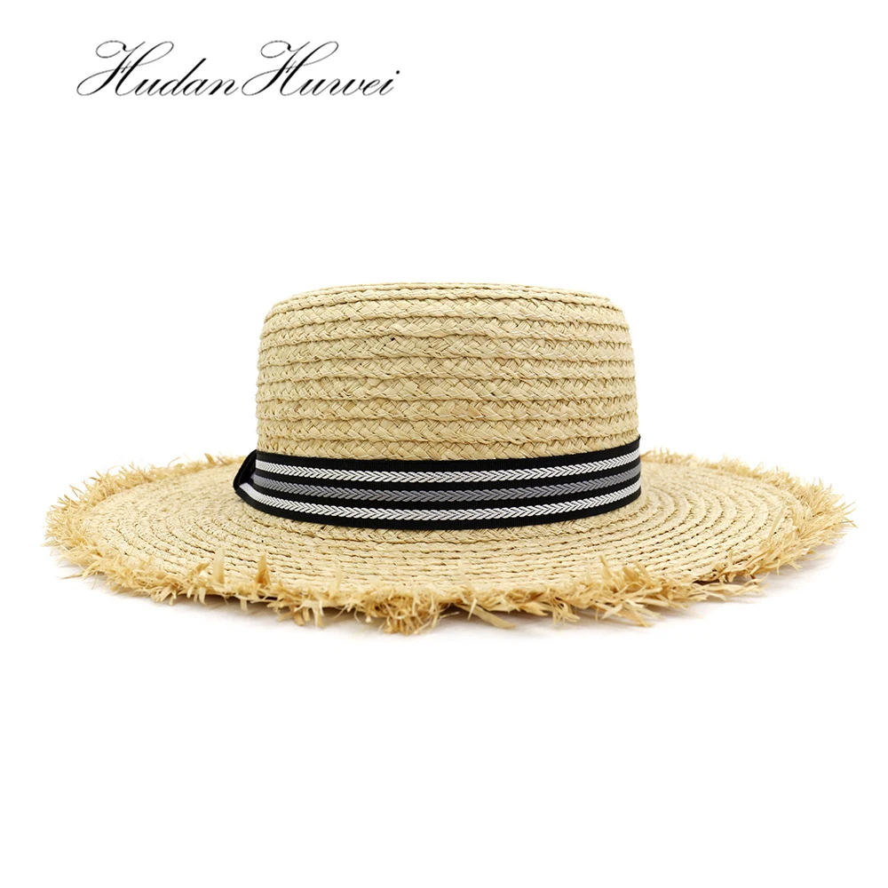 

2020 New Women Men Natural Summer Hat with Wide Brim Burr Straw Hats Beach Summer Sun Caps Big Raffia Straw Cap