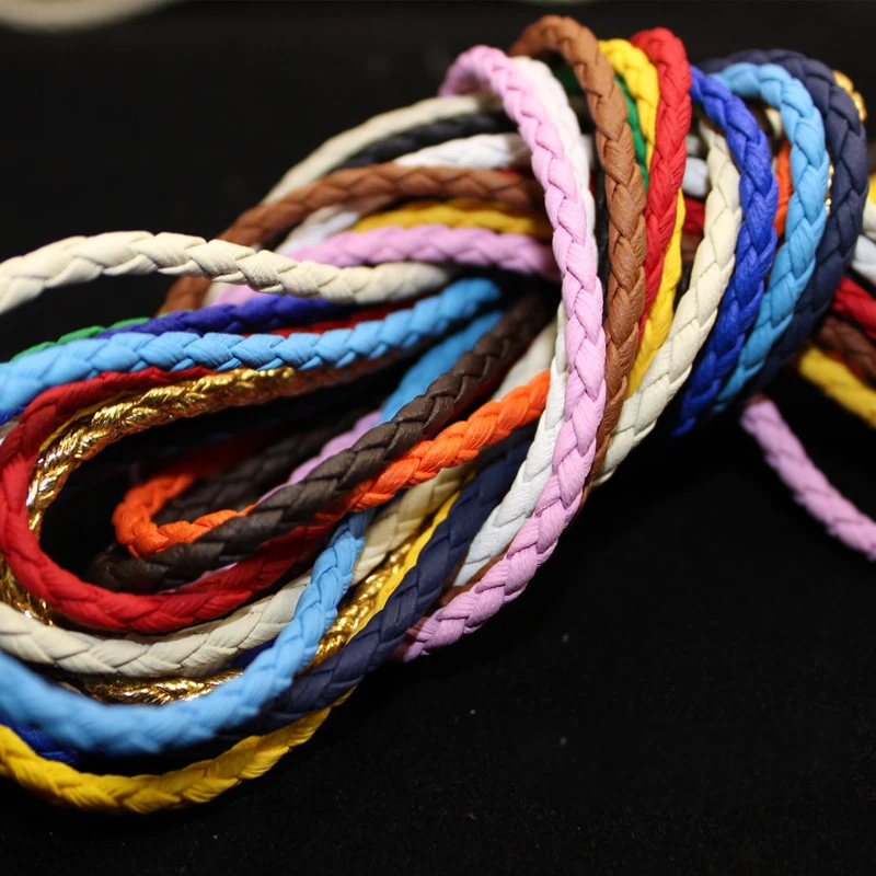 

5m/lots 6mm Round PU Leather Braided Hemp Cord For Lace Jewelry Making Necklace Bracelet Diy Accessories & Crafts Scrapbooking