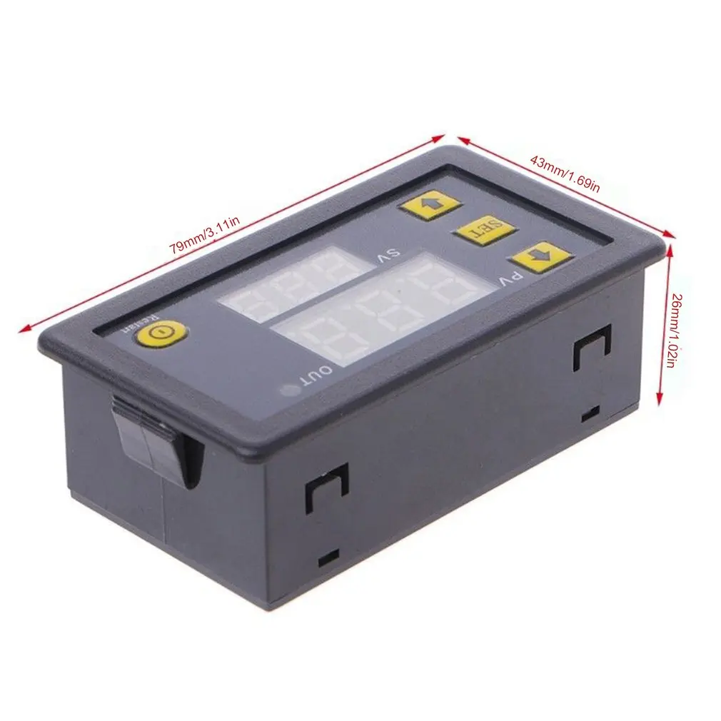 

12V 110-220V Timing Delay Relay Module Cycle Timer Digital LED Dual Display