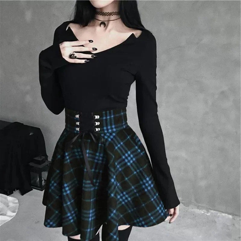 

Skirts Womens Mini Y2k Plaid Skirt Summer Streetwear Casual Gothic Style High Waist Short Dresses Red Purple Skirts Plus Size