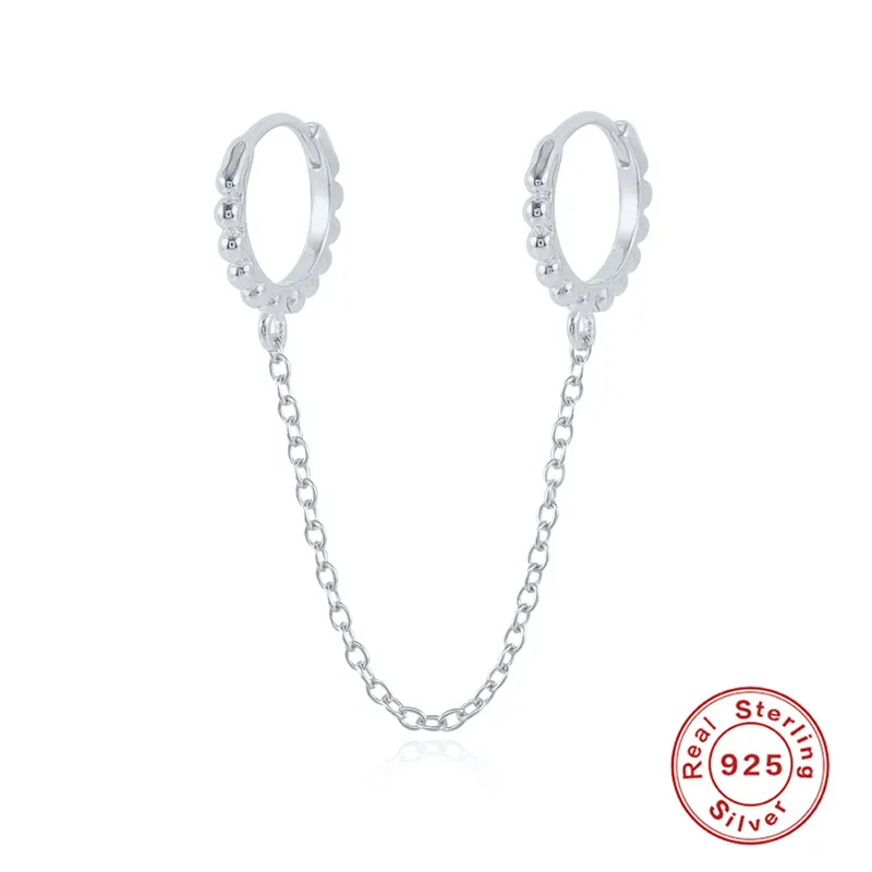 Canner 1pcs 925 Sterling Silver Ear Cuff Luxury Handcuffs Huggie Chain Tassel Long Earrings For Women Fine Jewelry Earcuff W4 | Украшения и