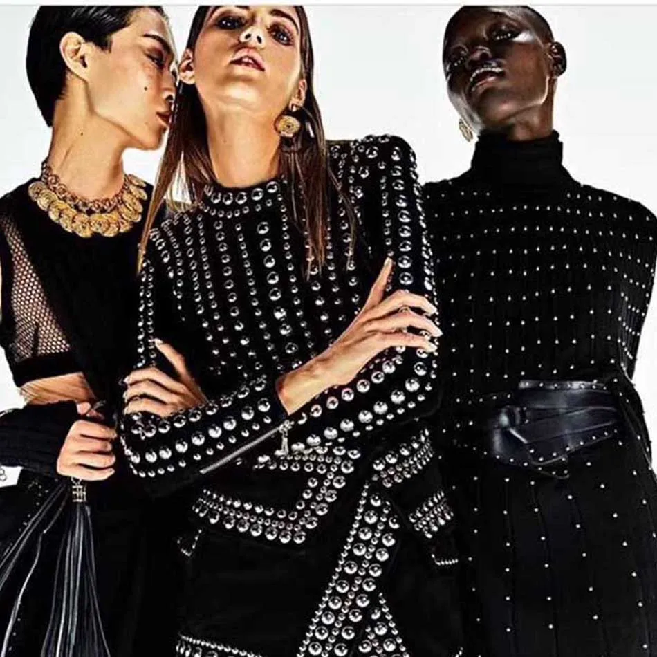 Зимнее черное Бандажное платье с шипами элегантное сексуальное мини длинным