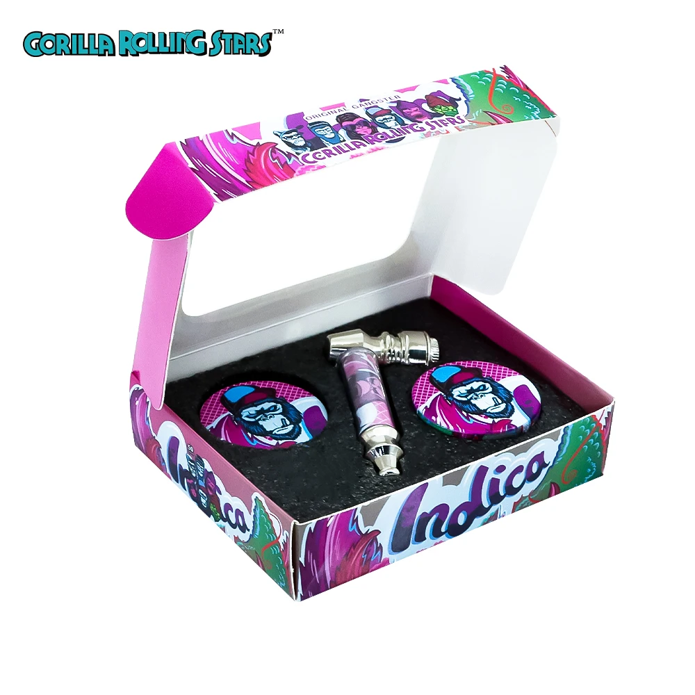

Orangutan Pattern Smoking Kit Gift Box 1 PC Metal Tobacco Smoking Pipe 1 PC Herb Grinder Crusher Cigarette Accessories