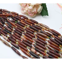 2strandslot 40mm natural smooth dark brown cylindrical agate stone beads for diy bracelet necklace jewelry making strand 15