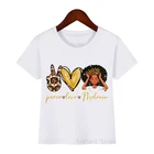 Детская футболка с меланином и надписью Peace Love, милая, маленькая, афро-американская, черная, волшебная, для девочек, летний топ, детская Базовая футболка, белая футболка