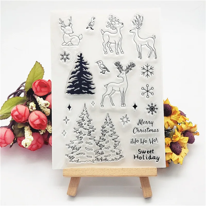 

Puzzle Christmas Deer Silicone Transparent Seal Decorative Rubber Stamp Retro Clear Stamp Transparent For Scrapbooking DIY