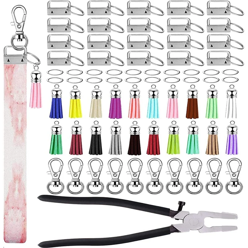 

Key Fob Hardware Set, Key Fob Pliers With 20Pcs 1 Inch Key Fob Hardware, For Wristlet Keychain, Key Chain Making