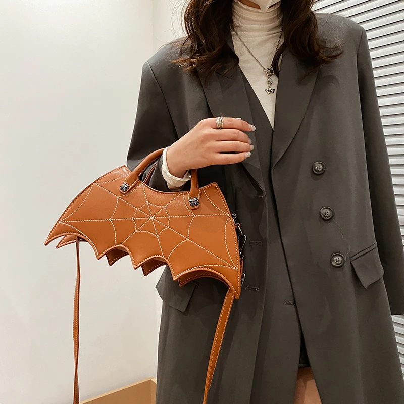 

Brand Spider Web Embroidery Thread Women's Crossbody Bag Design Spoof Bat Bag Luxury Handbag and Purse Lady Leather Shoulder Bag