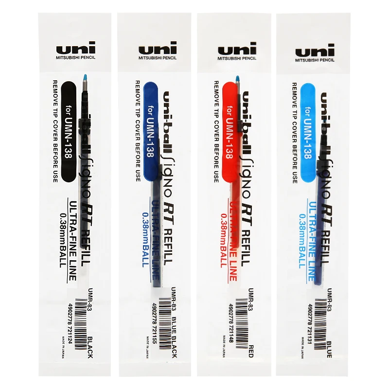 

12Pcs UNI UMR-83 Gel Pen Refill 0.38 Student Stationery, Suitable for UMN-138 Exam Multi-color Bullets Large Capacity