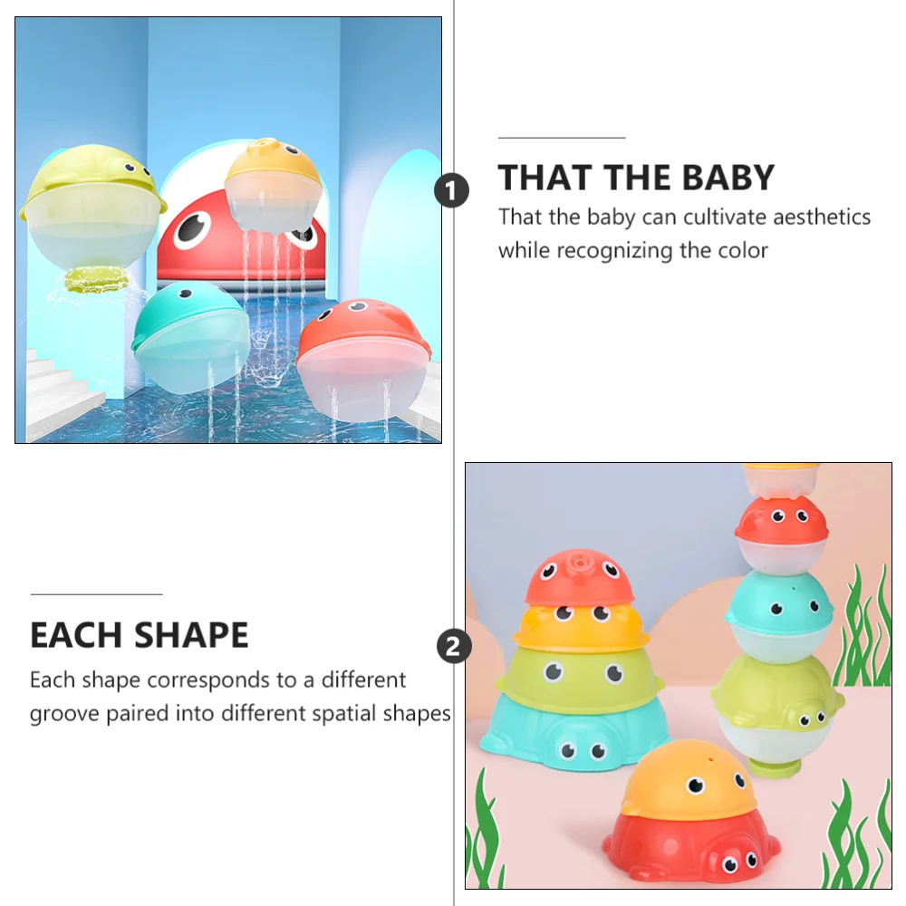 

4Pcs Bath Toys Educational Stackable Adorable Portable Bath Stacking Toys Bathtub Toys for Baby