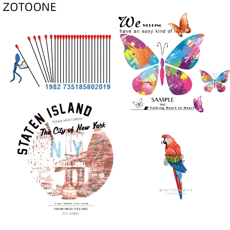 ZOTOONE термоклейкие нашивки с изображением птицы и города наклейки бабочками для