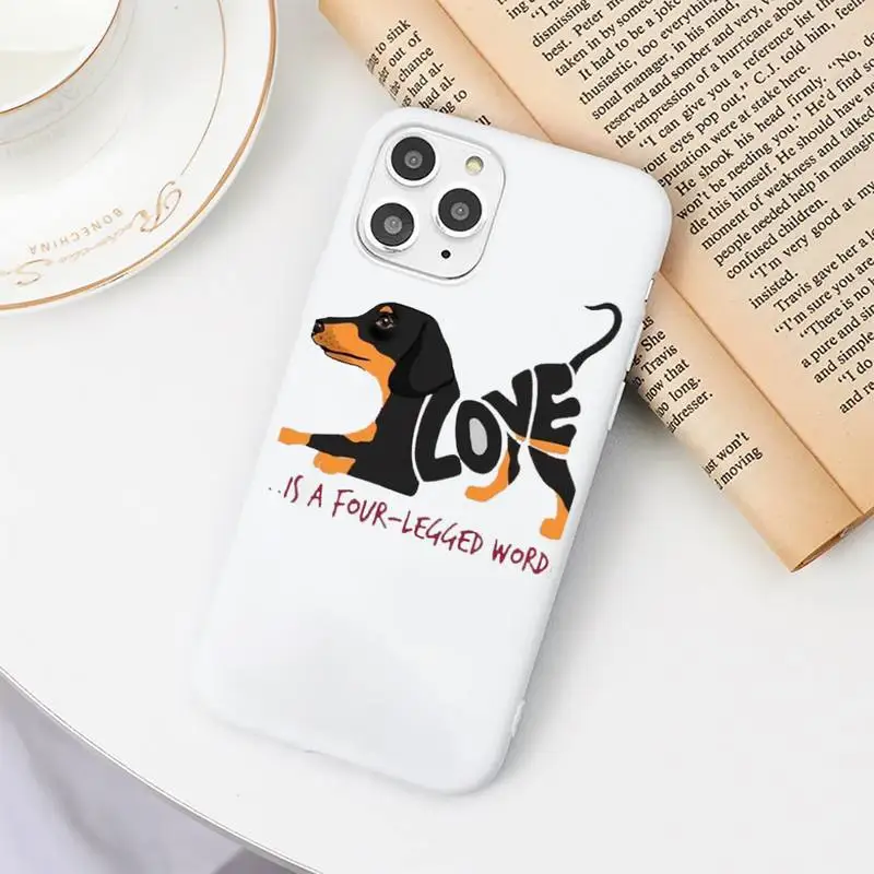 

cute cartooon Dachshund dog animal Phone Case Candy Color for iPhone 6 7 8 11 12 s mini pro X XS XR MAX Plus