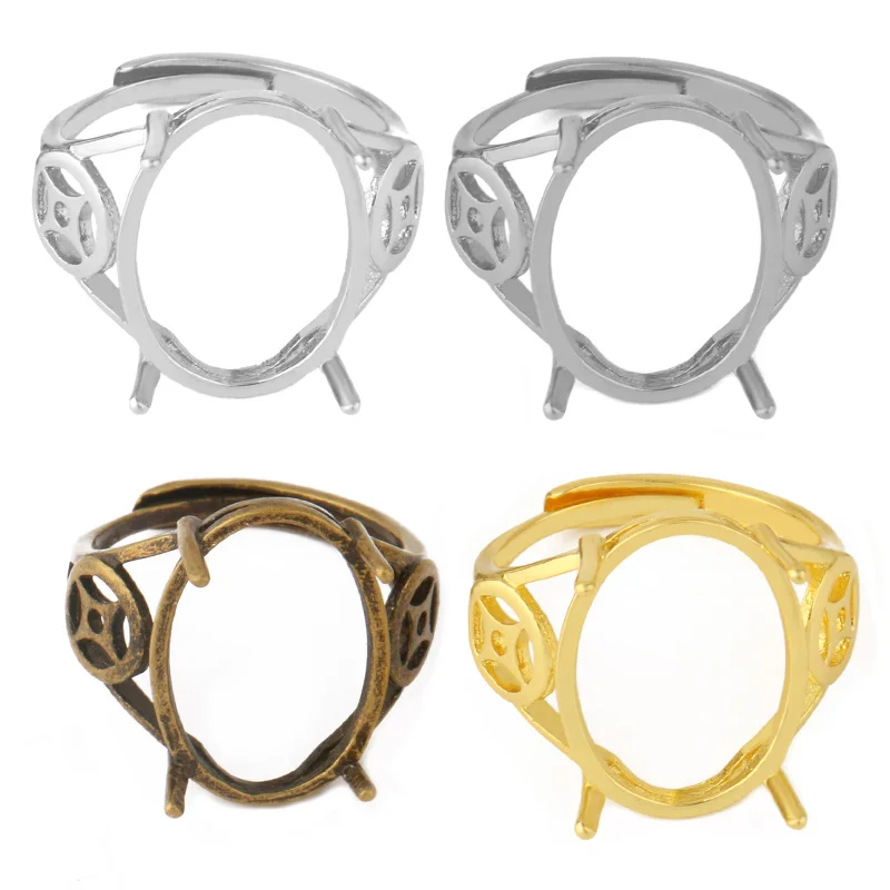 

12x16 мм, регулируемое латунное кольцо с покрытием, пустая форма/основание, подходит для стеклянных кабошонов 12x16 мм, кнопок; Кольцевые оправы