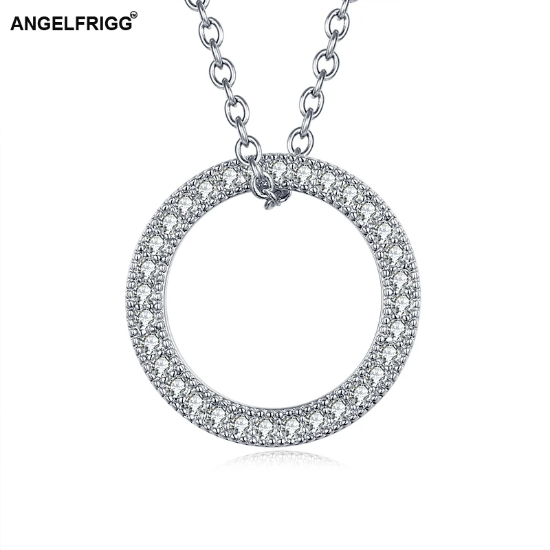 ANGELFRIGG Круглый Серебряный цвет ожерелье кулон для женщин Древо жизни с кристаллом