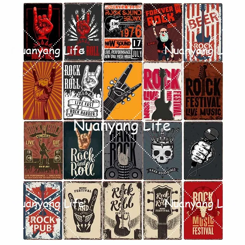 

Винтажный постер в стиле рок-н-ролл, музыка, джаз, настенное украшение для бара, металлические таблички, домашний декор 20x30 см