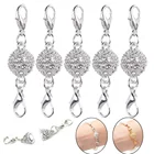 Комплект из 3 предметов, с украшением в виде кристаллов на застежке с пряжкой для браслета самодельные ожерелье со стразами с двумя головками Омаров магнитные застежки ожерелья браслеты подключения 10 мм