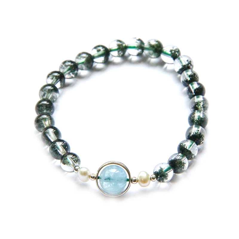 Зеленый браслет с кристаллами призрака женский из рога изобилия пять элементов