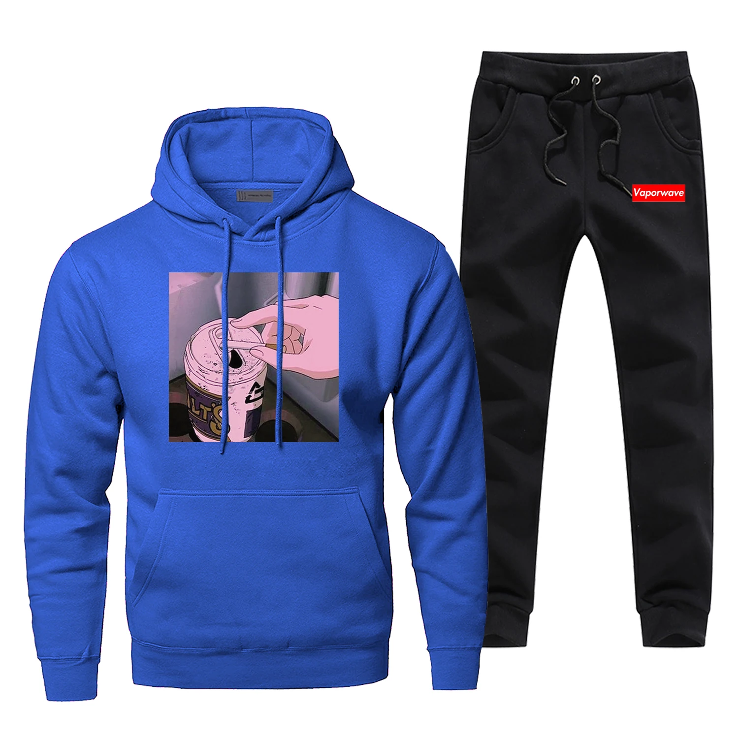

Retro Anime Aesthetic Hoodies Pants Sets Sweatshirts Streetwear Men Crewneck Pullover Suit Sweatpant 2 Pcs Tracksuits Male Tops