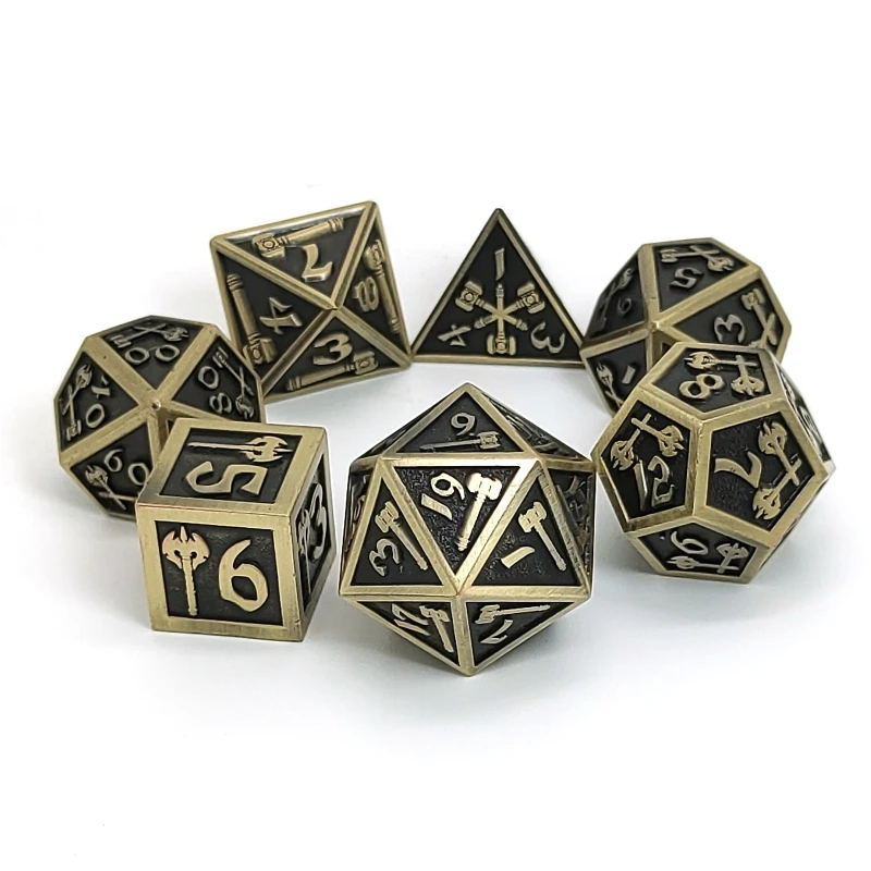 

hammer Style Metal Dice Set,7 PCS Metallic Role-playing DND Game D&D Dice with Free Metal Case for D&D Game Role Playing 77HC