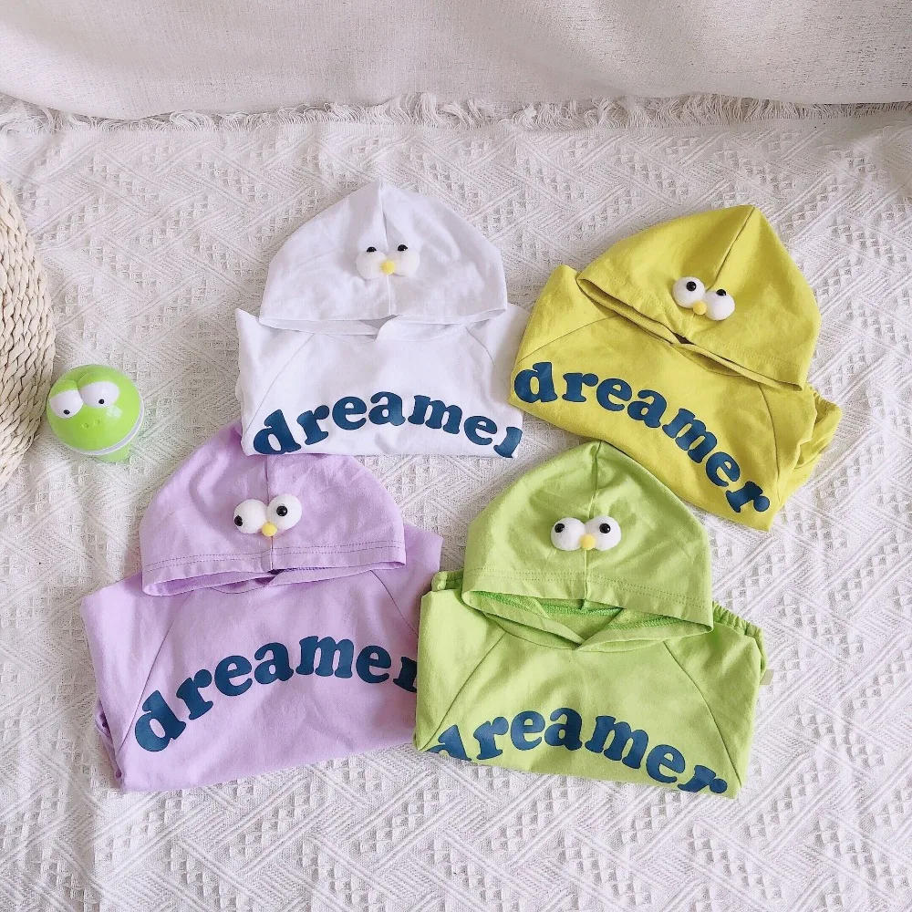 Унисекс для новорожденных с капюшоном комбинезоны Dreamer напечатаны хлопок длинный рукав принцесса фиолетовый комбинезон Дизайнер Свободный комбинезон боди костюмы