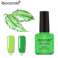 ibcccndc gradient green series colors enamel gel semi permanentes uv nail gel polish soak off lacquer varnish 10ml base top coat